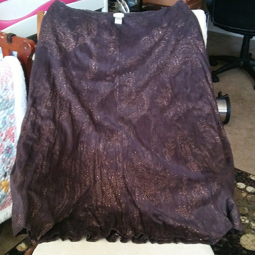 Chico's full length skirt with gold embellishments